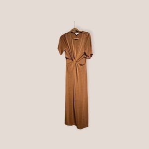 Topshop slinky jersey cut out twist maxi dress in mocha